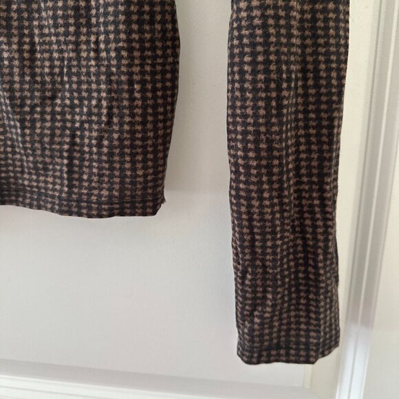 Vince Brown Black Houndstooth Crew-Neck Long Sleeve Top Women's Size Medium - Picture 10 of 16